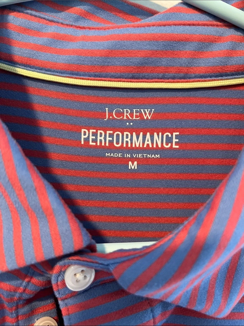 J. Crew Men's Red and Blue Striped Polo